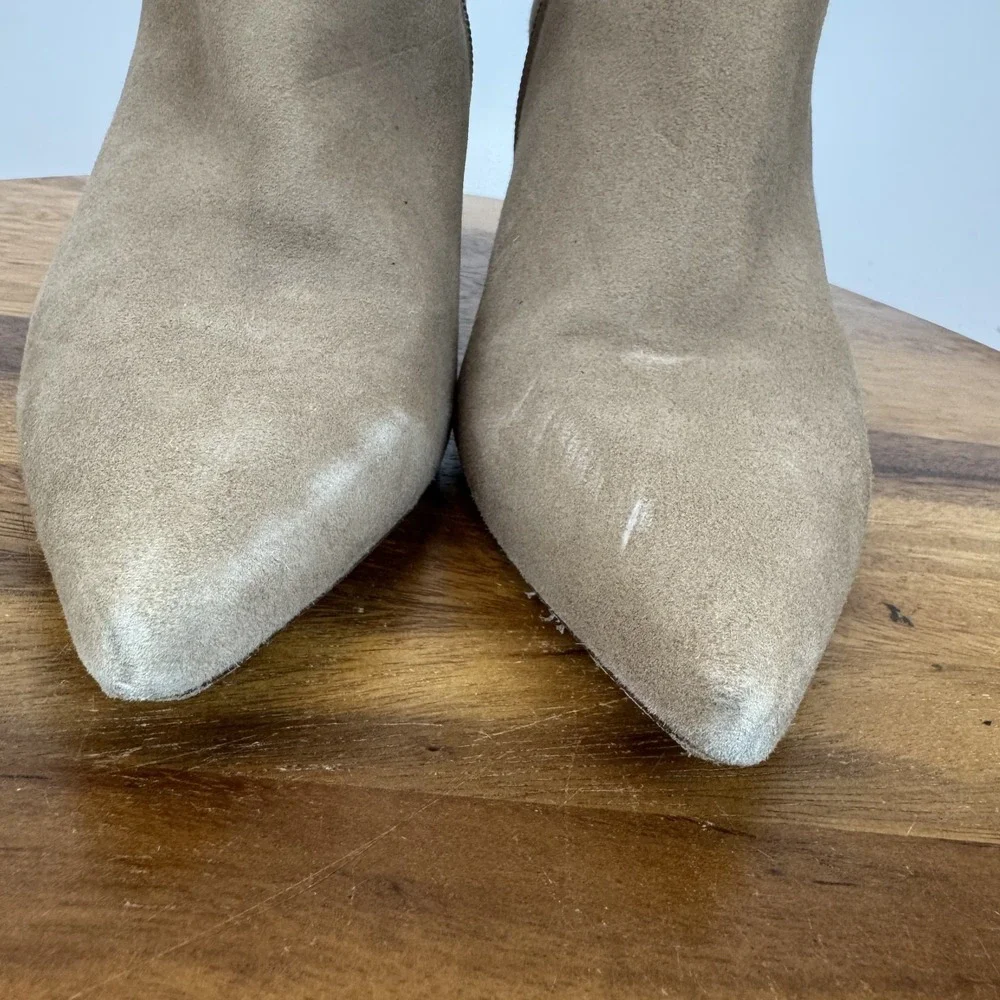 Womens L'Agence Aimee Beige Leather Heeled Comfort Ankle Booties‎ Size EU 38.5